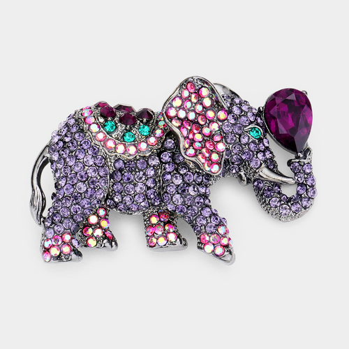 Purple Royalty Elephant Brooch