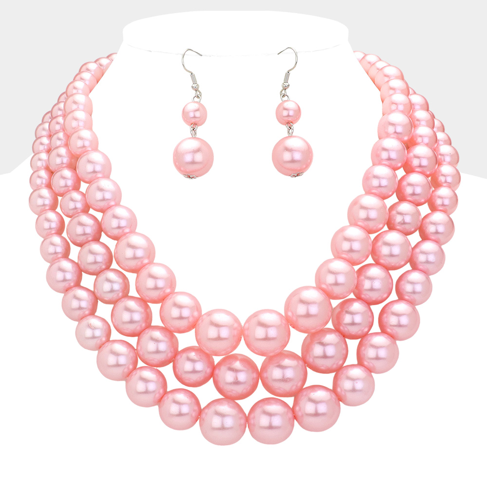 New! Cotton Candy 3 strand Pearls